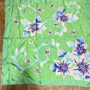 Floral Green and Blue Scarf